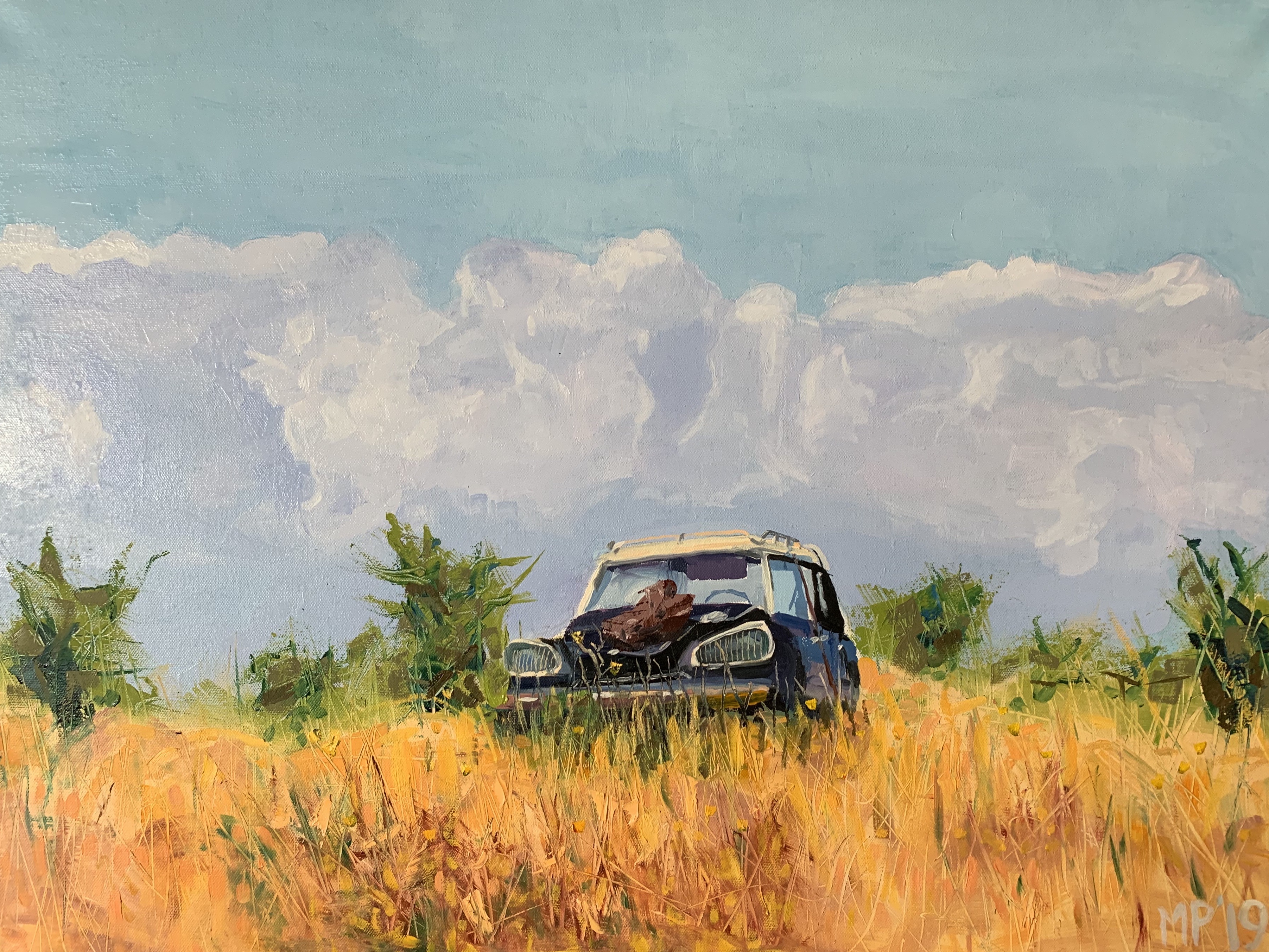 ON TOP OF THE HILL, FÉLINES-SUR-RIMANDOULE, FRANCE – OIL ON CANVAS – 60X80CM – 2019